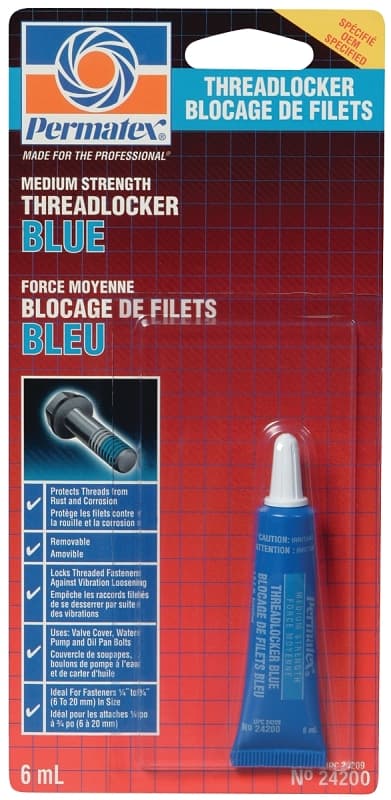 Permatex 24209 Medium Strength Threadlocker, 6 mL Bottle, Liquid, Blue – image 1